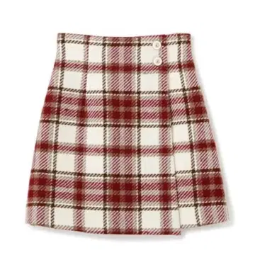 JILL by JILL STUART 랩 스타일 빅 칼라 체크 미니 스커트