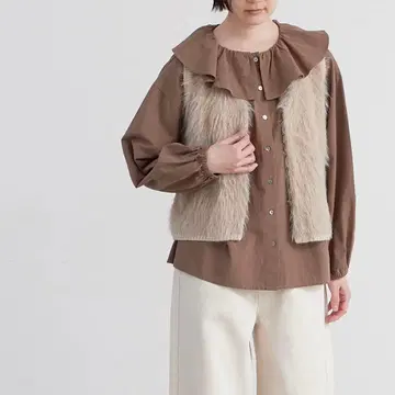 [ 29, 30일 한정판 판매 ] 와셔 브로드 크로스 프릴 칼라 블라우스