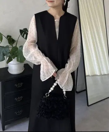 프로즈베일 시어 도트 블라우스 세트 키넥 원피스