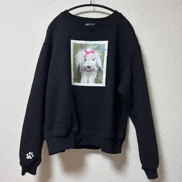 페코클럽*강아지 프린트 속기모 트레이닝복 블랙