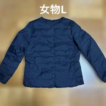 [여자/새상품급] 무인양품 패커블 노카라 다운 자켓 네이비 컬러 L