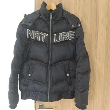 NATURE 자수 블랙 다운 자켓