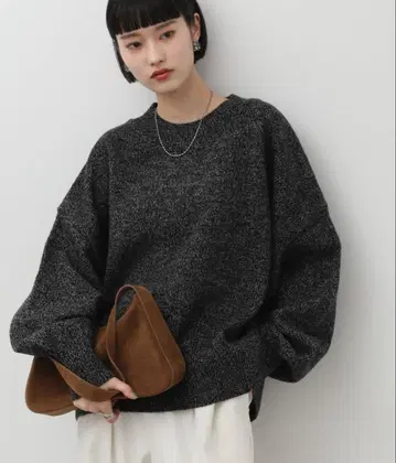 [ 새상품 ] NOGLE 노글 컬러 루즈 리브 니트 블랙 계열