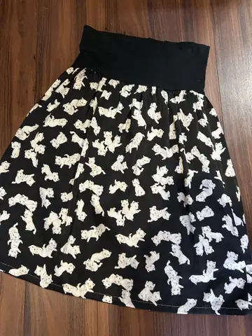 프랑슈리페 우자우자 고양이 플레어 스커트 고양이 패턴 뷔스티에