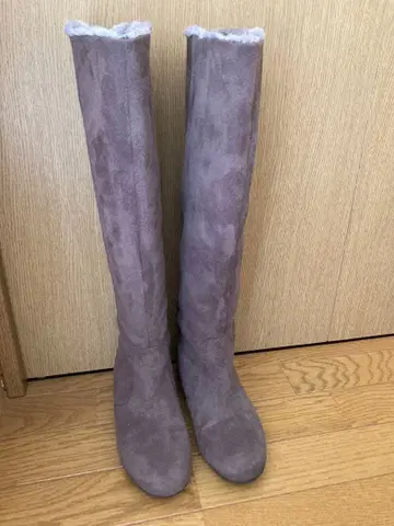 Simplicite 롱 부츠 스웨이드 그레이지 인조 모피