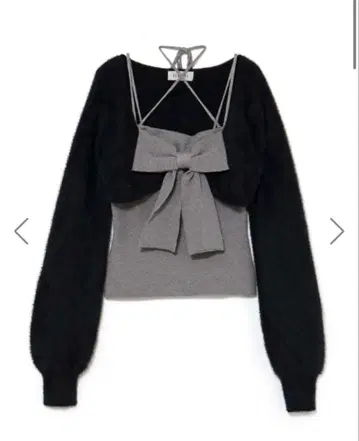 BUBBLES 리본 니트 앙상블 블랙