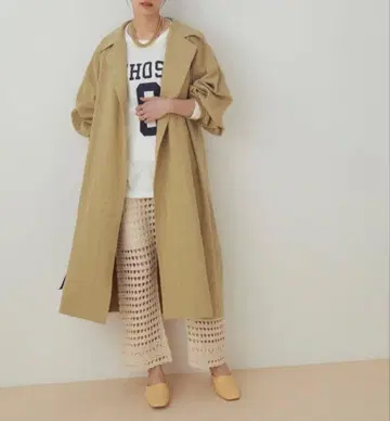 ADAM ET ROPE' 린넨 턱 슬리브 스텐카라 코트