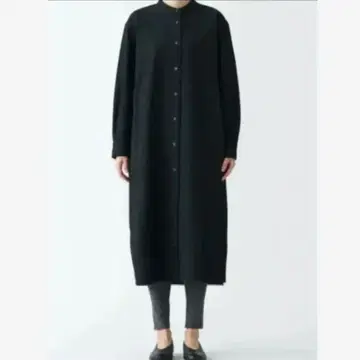 무인양품 나무 열매로 만든 박스 혼방 옥스 긴팔 원피스 L 사이즈 블랙