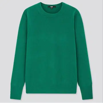 캐시미어 100% 유니클로 크루넥 스웨터 그린 M 긴팔 니트