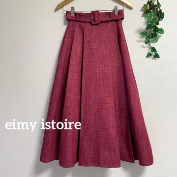 eimy istoire* 버건디 플레어 턱 플리츠 스커트 에이미