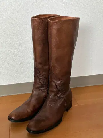 SETTIMANA 가죽 롱 부츠 브라운