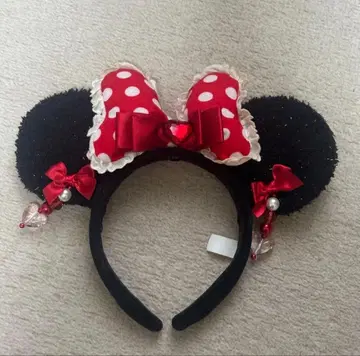 미니 귀찌 머리띠 레이스 빨간색 디즈니 머리띠