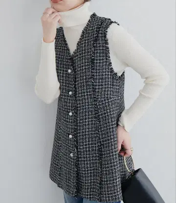 natural couture 프린지 트리밍 페플럼 베스트