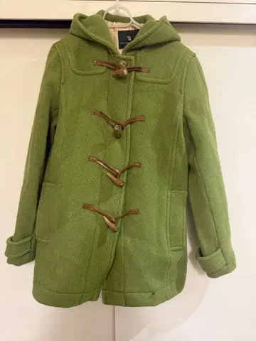 스카치 하우스 그린 컬러 더플 코트 후드 부착