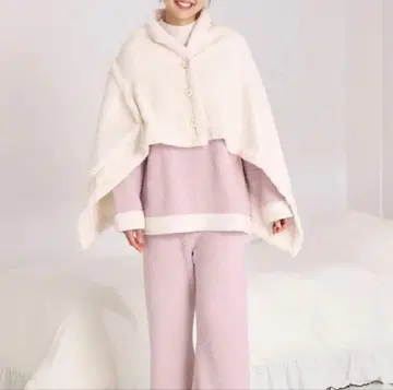 Francfranc 리버서블 웜 플리스 4WAY 판초 S 아이보리