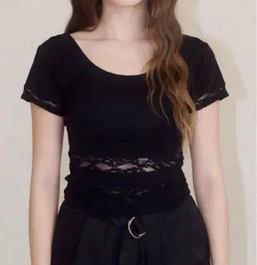 이로 yilon LACE DOCKING TEE black 블랙