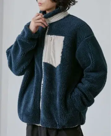 coen 보아 플리스 스탠드 블루종 네이비