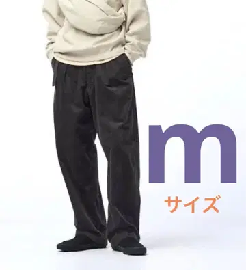 UNIQLO U 코듀로이 턱 와이드 팬츠 사이즈 M 다크 그레이