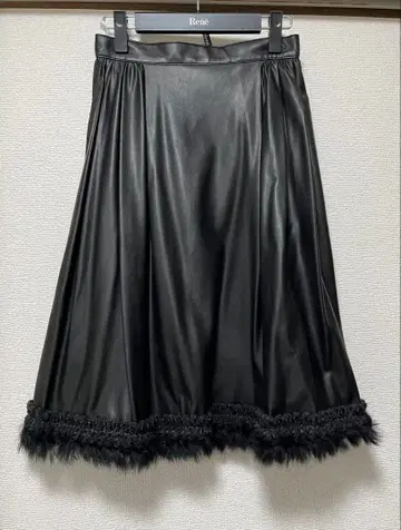 르네 Rene 에코 가죽 퍼 블레이드 스커트 36