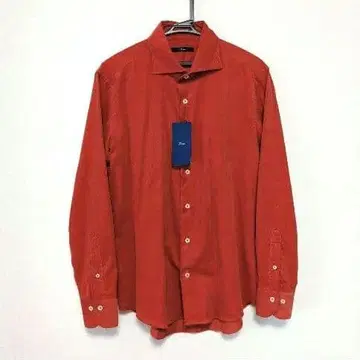 새상품 코듀로이 컷어웨이 셔츠 드레스 캐주얼 긴팔 오렌지 46