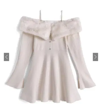 펄 스트랩 퍼 오프숄더 니트 원피스 tu1776