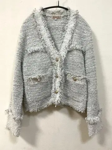 새상품 미사용 아푸와이저 리셰 라메 트위드 니트 자켓 라이트 그레이