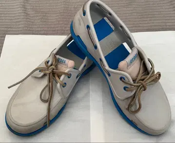 crocs 샌들 데크 슈즈 화이트/블루 28cm