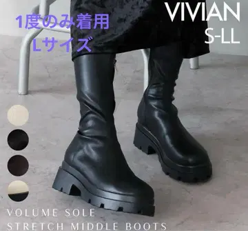 새상품급 VIVIAN 통굽 스트레치 미들 부츠 블랙 L사이즈
