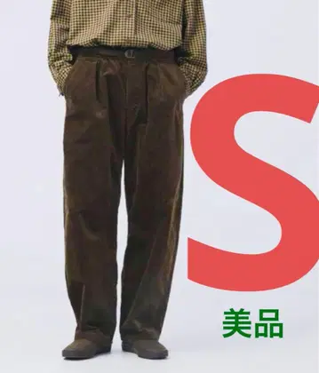 UNIQLO U 코듀로이 턱 와이드 팬츠 브라운 S 사이즈