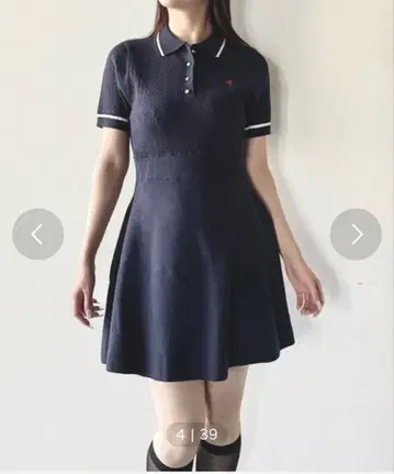 NOMAE 케이블 폴로 니트 원피스 네이비