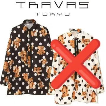 TRAVAS TOKYO 도트 곰 승화 프린트 올 패턴 셔츠