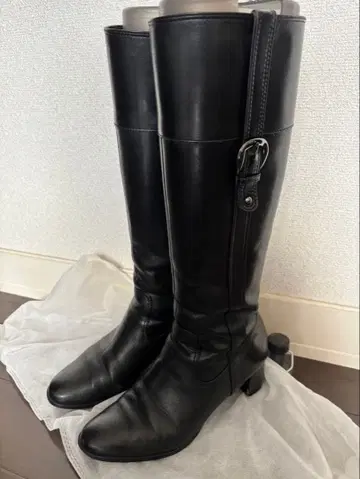 다이애나 블랙 가죽 롱 부츠 24cm