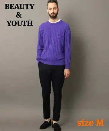 BEAUTY&YOUTH L&F 캐시미어 케이블 니트 긴팔 퍼플 계열 M