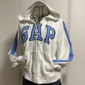GAP 속기모 화이트 블루 집업 후드티