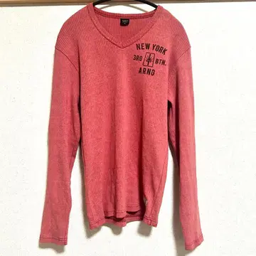 AVIREX 아비렉스 V넥 긴팔 티셔츠 빨간색 레드 M