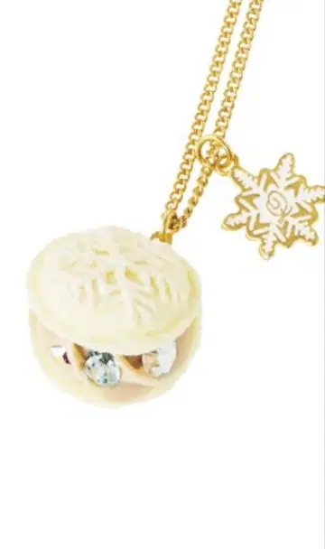 Q-pot. 겨울 한정판 스노우 크리스탈 마카롱 목걸이