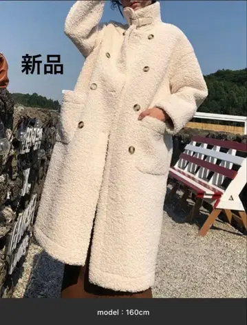 새상품 코트 2WAY 에코 보아 무스탕 화이트 롱 코트 미밈 셀렉