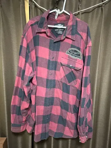 Harley-Davidson 3XL 빨검 플란넬 셔츠 펑크 y2k 그런지