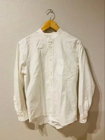 무인양품 신사 워싱 옥스 스탠드 칼라 긴팔 셔츠 남성용 화이트