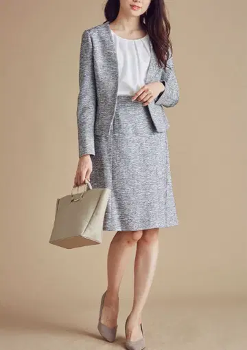 12Twelve Agenda 얇은 원단 MIX 트위드 정장 세트 그레이