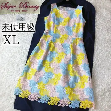 2 레어 미사용급 슈퍼 뷰티 전체 레이스 자수 플라워 원피스 XL