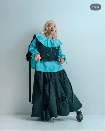 [ 새상품 ] frankygrow 블랙 롱 스커트 리본 포함