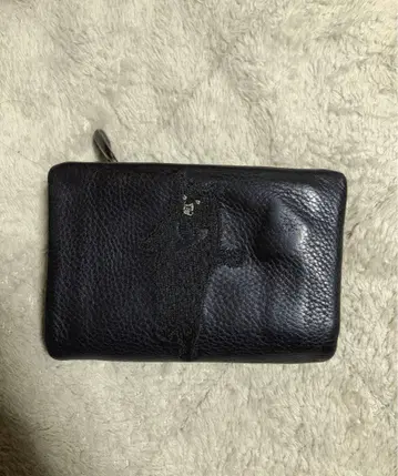 ear PAPILLONNER 블랙 접이식 지갑 곰 자수