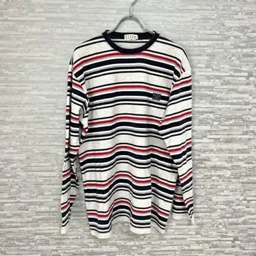 엘르 보더 크루넥 T셔츠 긴팔 티셔츠 남성용 캐주얼