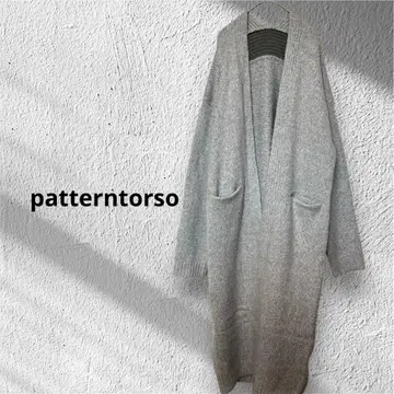 패턴 토르소 F 롱 니트 가디건 긴팔 그레이