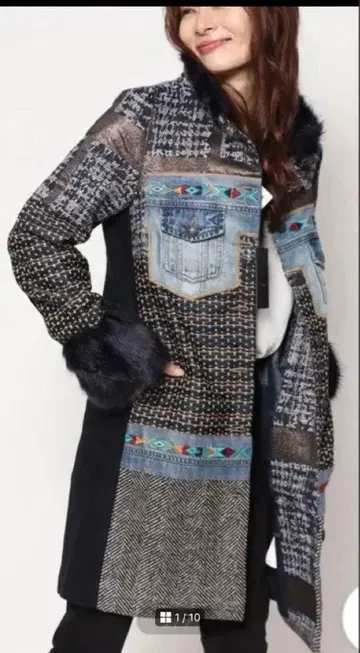 Desigual 데님 패치워크풍 롱 코트