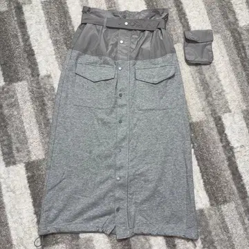 LASUD 라슈드 웨스트 파우치 포함 롱 스커트 이소재 타이트 스커트