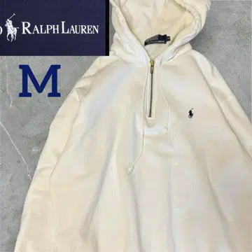 랄프 로렌 로고 자수 하프 지퍼 후드티 M 남성용