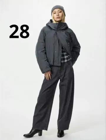 유니클로 배기 커브 진 다크 그레이 28