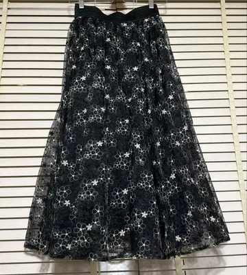 더블 스탠다드 클로징 플라워 레이스 롱 스커트 블랙 사이즈 36